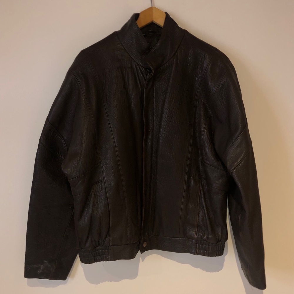 Men’s Vintage Leather Jacket, Clout Size 40/M